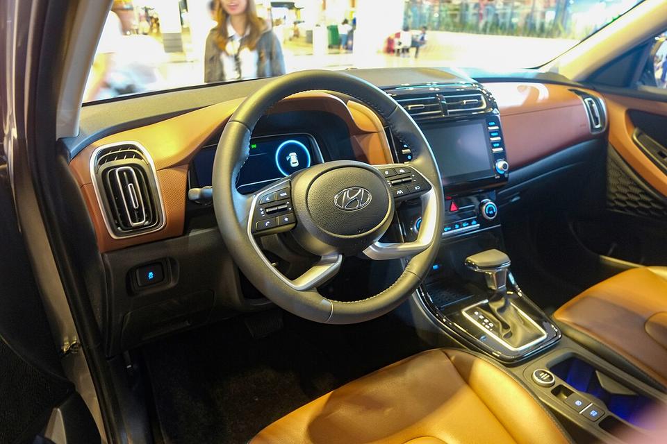 Hyundai Creta interior dashboard with touchscreen and steering
